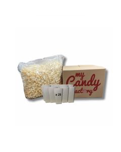 Pack Pop Corn 25 Personnes – 1 Sachets 35L Pop Corn Sucré Premium BENOIT + 25 Gobelets blancs 125cl – Kit Événement, Fête, École, Anniversaire
