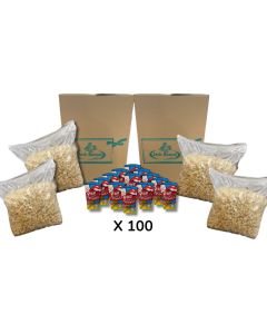Pack Popcorn Événement XXL – 4 Sacs de 35L + 100 Gobelets – Livré en 2 Cartons