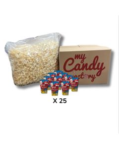 Pack Popcorn Événementiel – 1 Sachet de 35L + 25 Gobelets Colorés 125cl