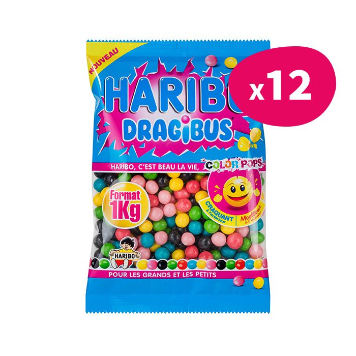 Dragibus roses de Haribo,billes roses,bonbons fruités