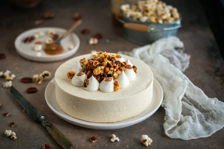 entremet pop corn caramel