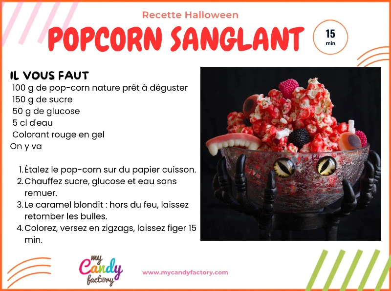 Recette du popcorn sanglant d'Halloween